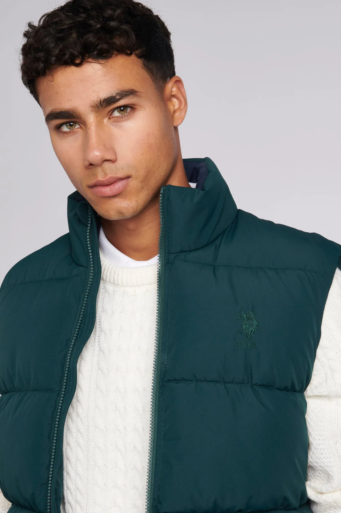 Mens Thick Quilted Gilet in Ponderosa Pine