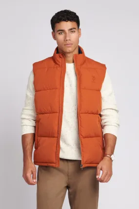 Mens Thick Quilted Gilet in Umber