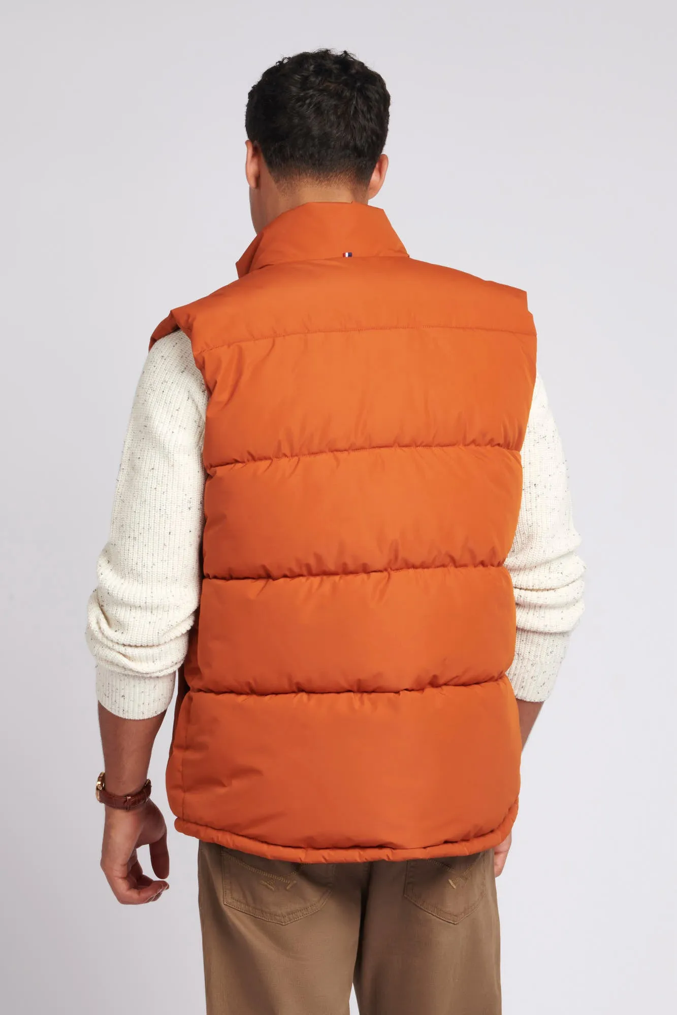 Mens Thick Quilted Gilet in Umber