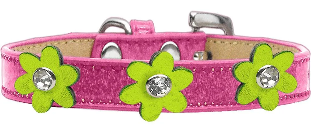 Metallic Flower Ice Cream Collar Pink With Metallic Lime Green Flowers Size 10