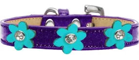 Metallic Flower Ice Cream Collar Purple With Metallic Turquoise Flowers Size 20