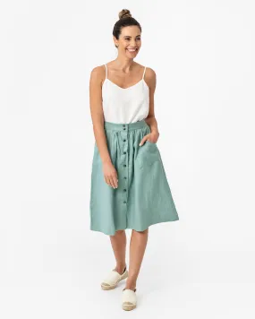 Midi linen skirt MONTICELLO in Teal blue