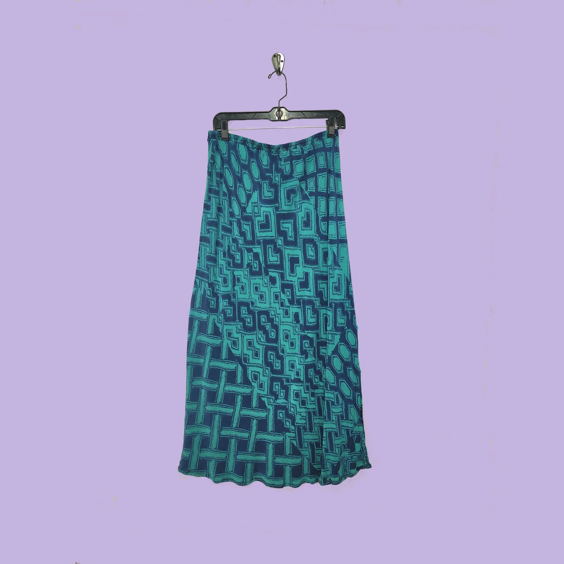 Midi Skirt in Afibi Aqua Printed Silk