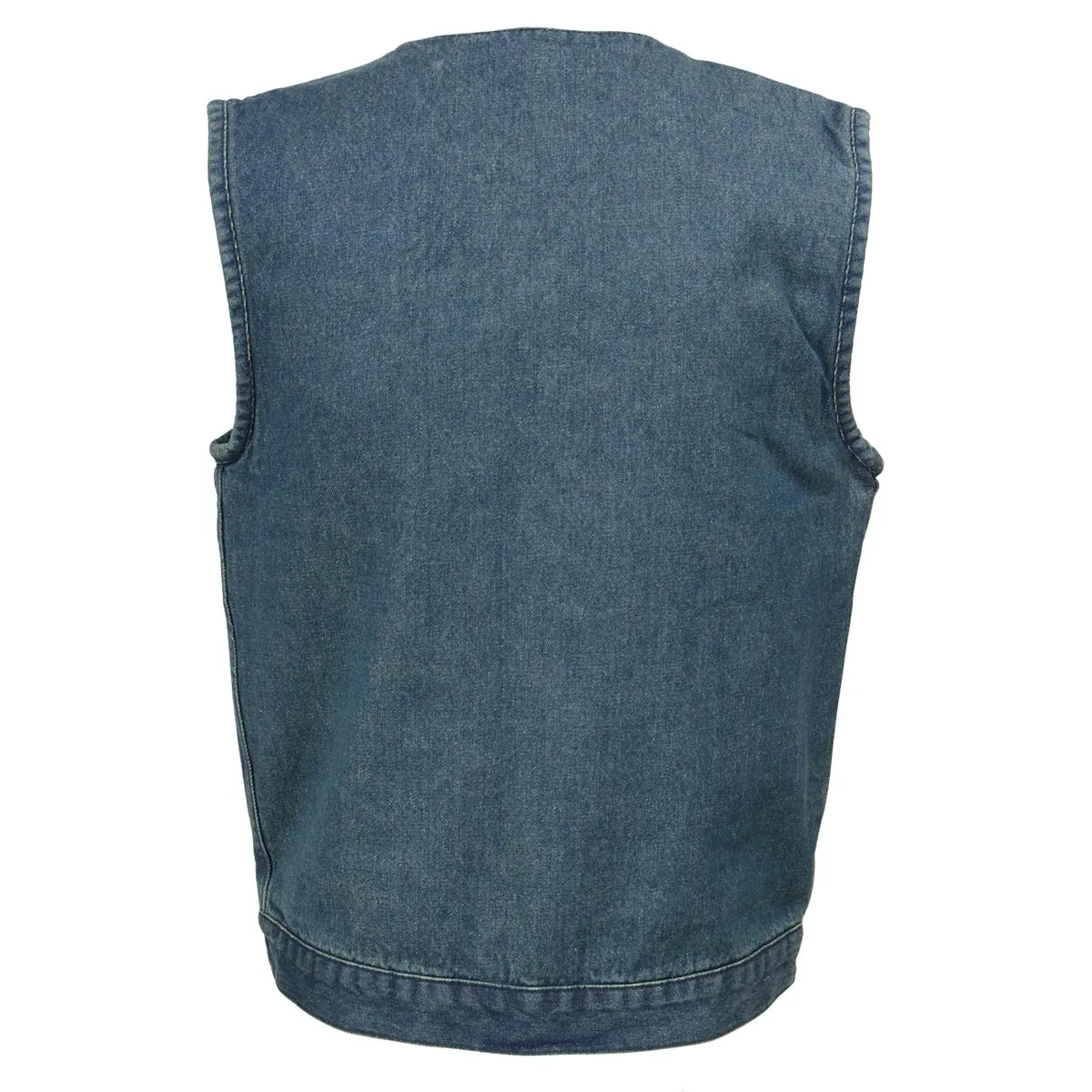 Milwaukee Leather MDM3012 Men's 'Brute' Concealed Snap Blue Denim V-Neck Club Style Vest w/ Hidden Zipper