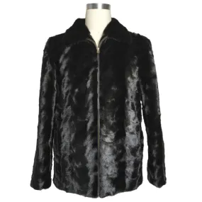 Mink James Dean w/Full Skin Mink Collar - Black