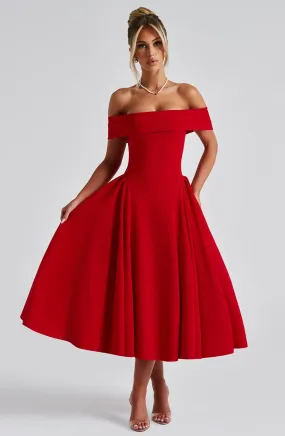 Miranda Midi Dress - Red