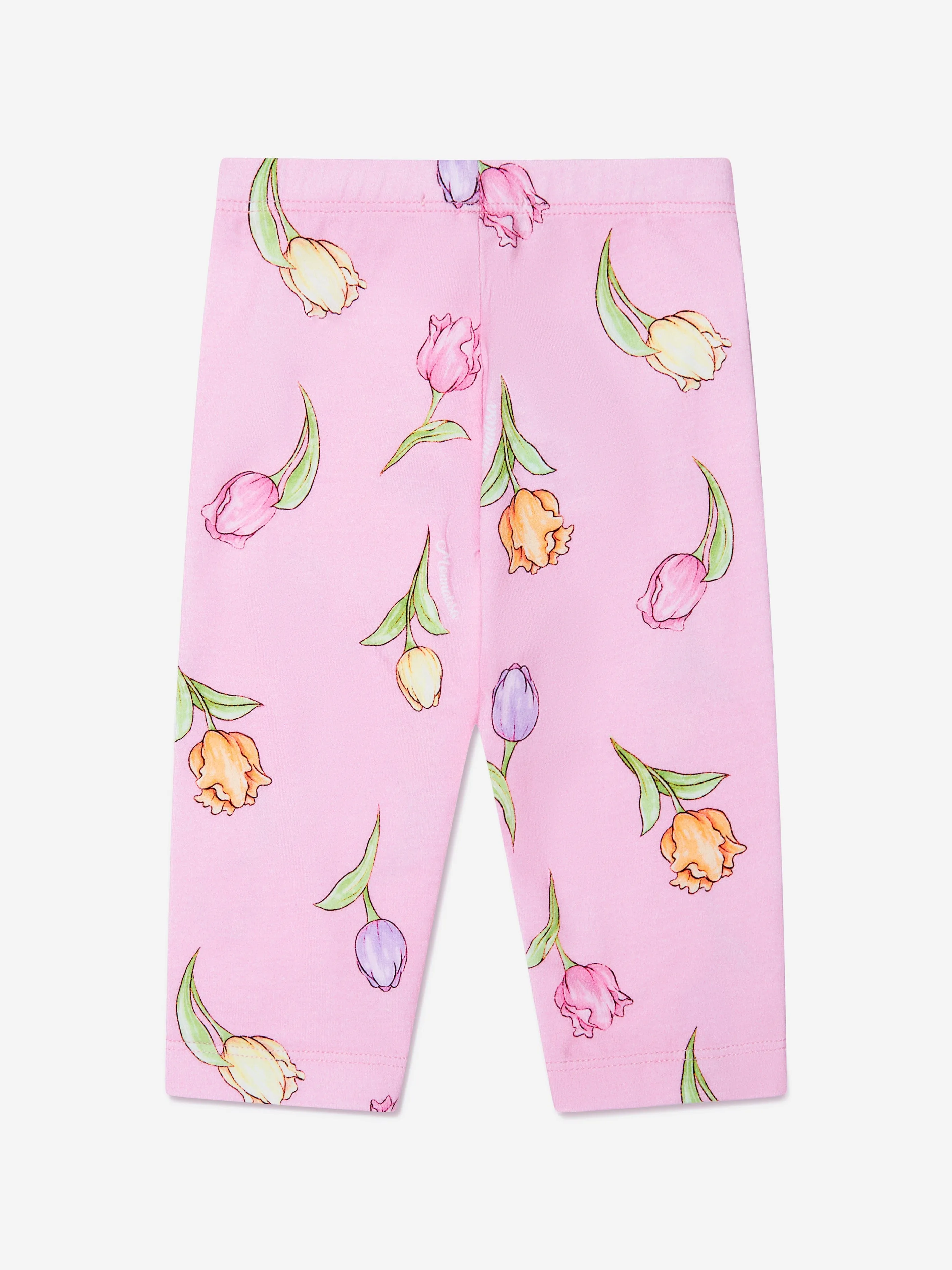 Monnalisa Baby Girls Tulip Print Leggings In Pink