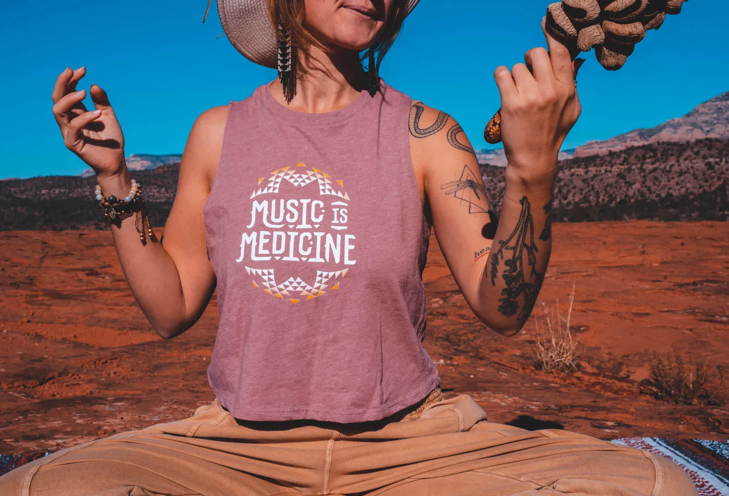 MUSIC IS MEDICINE CROP TANK TOP