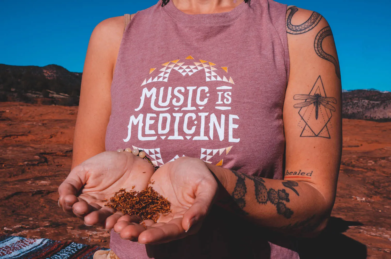 MUSIC IS MEDICINE CROP TANK TOP