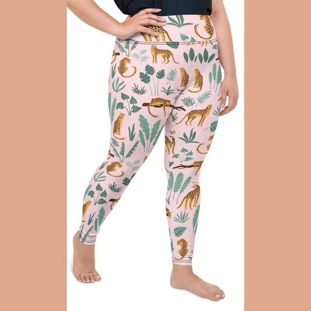 Nature and Leopards Plus Size Leggings