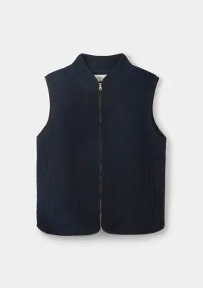 Navy Boiled Wool Gilet