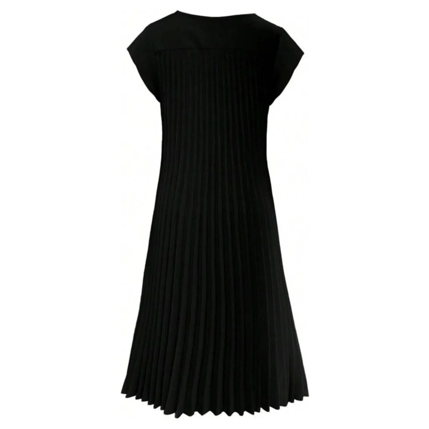 O-Neck sleeveless pleated elegant dress.