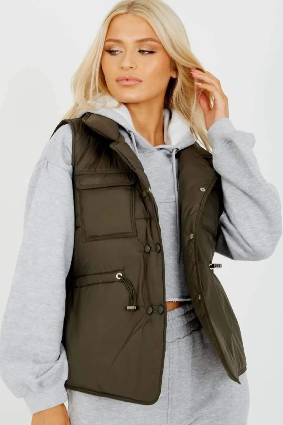 Padded Gilet Waistcoat - Olive