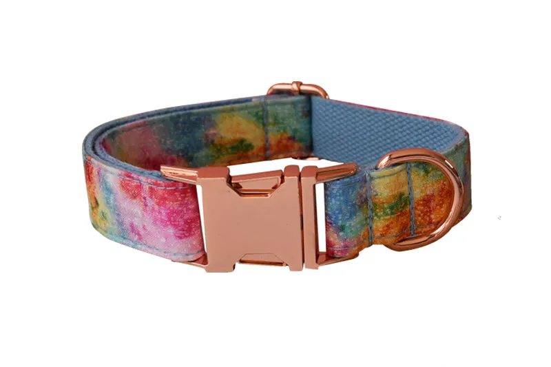 Rainbow Gradient Cotton Dog Collar - Personalized