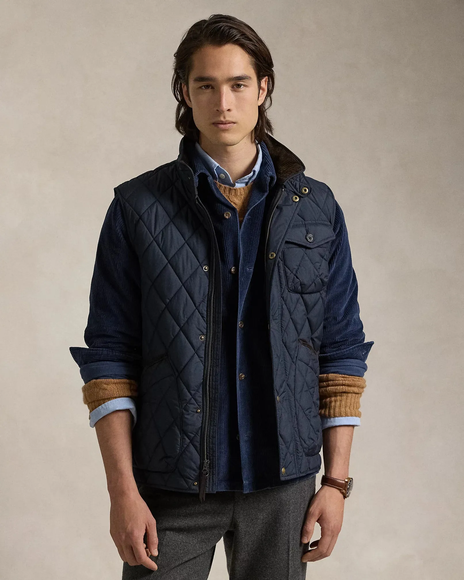 Ralph Lauren The Beaton Quilted Utility Gilet | College Navy