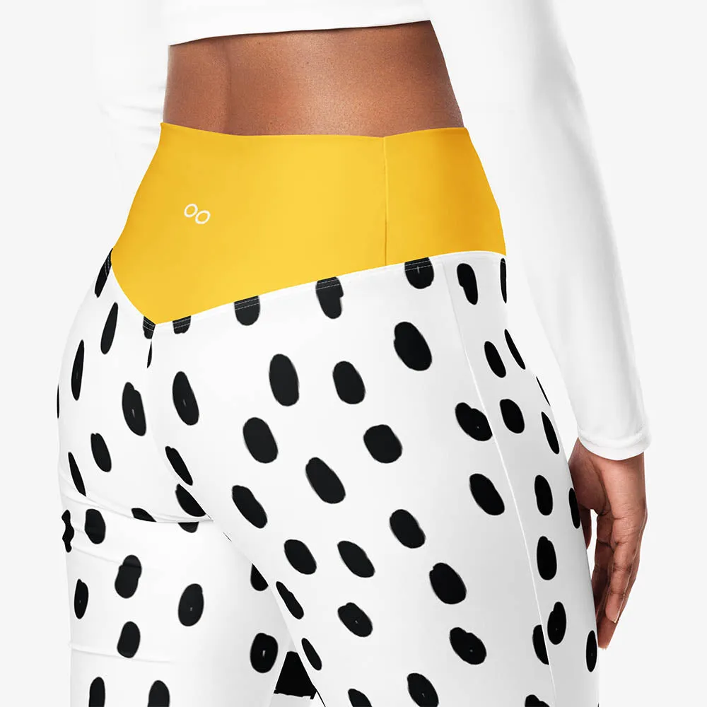 Recycled Flare leggings "Dots&Stripes" Yellow