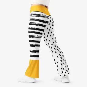 Recycled Flare leggings "Dots&Stripes" Yellow