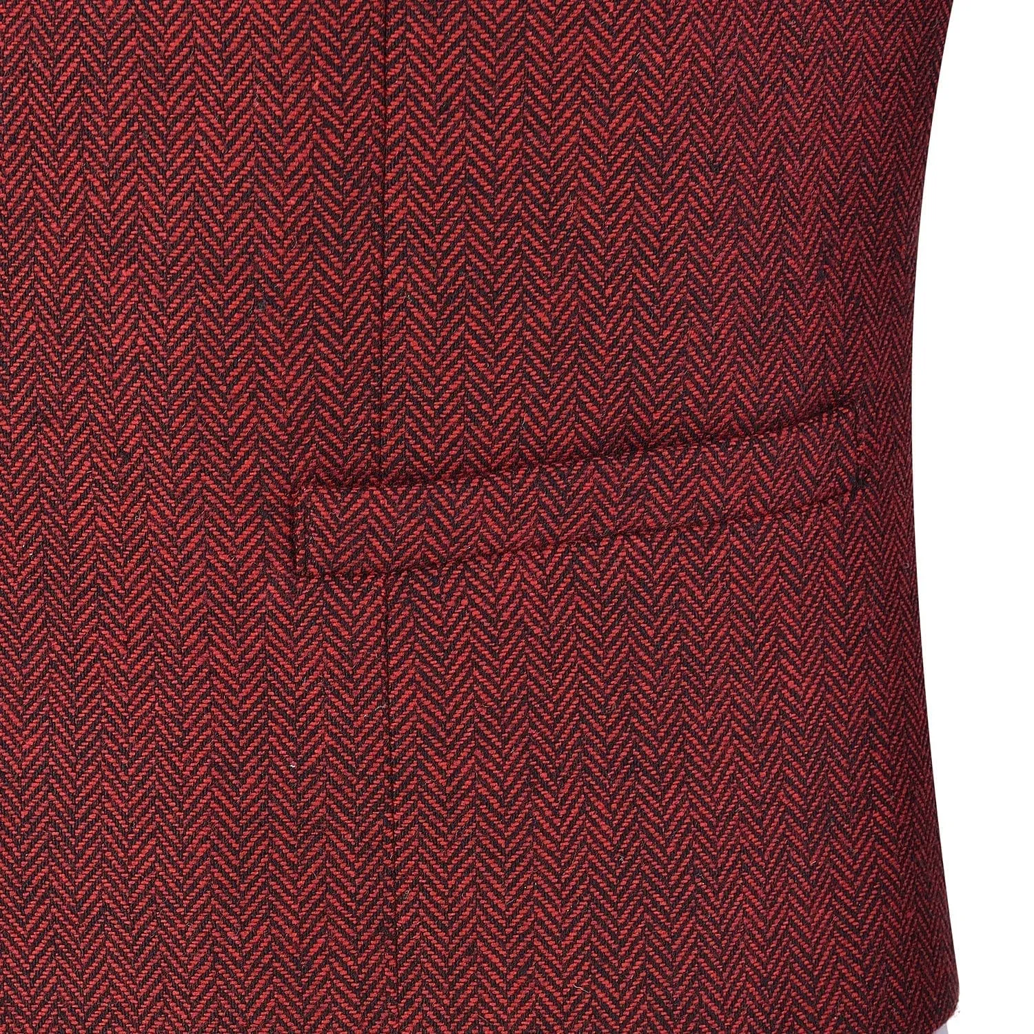 Red Herringbone V Neck Waistcoat