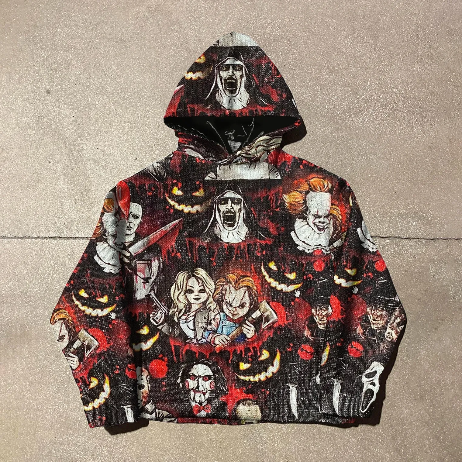 Retro statement tapestry loose hoodie