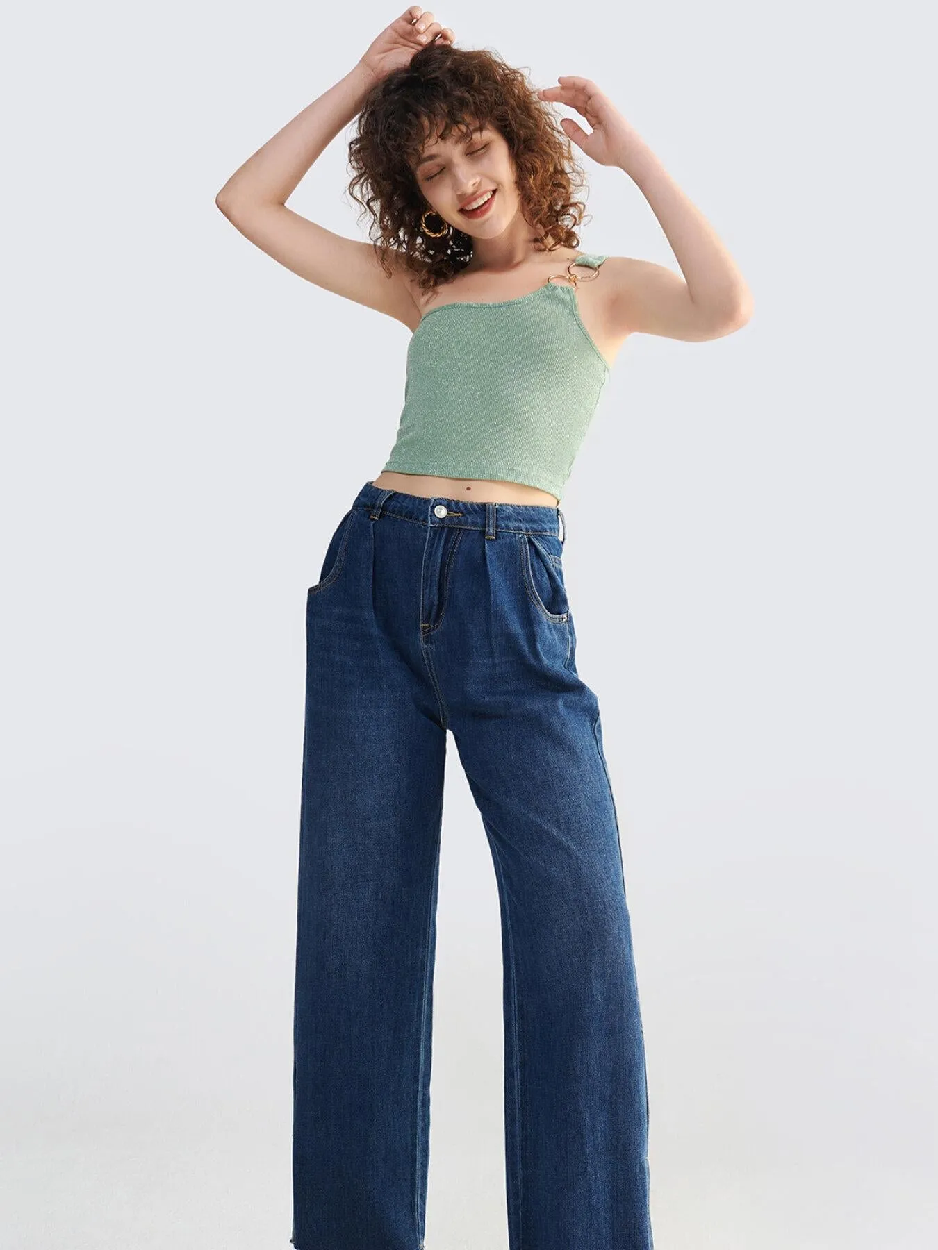 Ring Linked Stretch Rib Crop Top