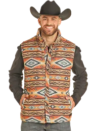 Rock & Roll Men's Reversible Aztec Printed Jacquard Vest - BM98C04310