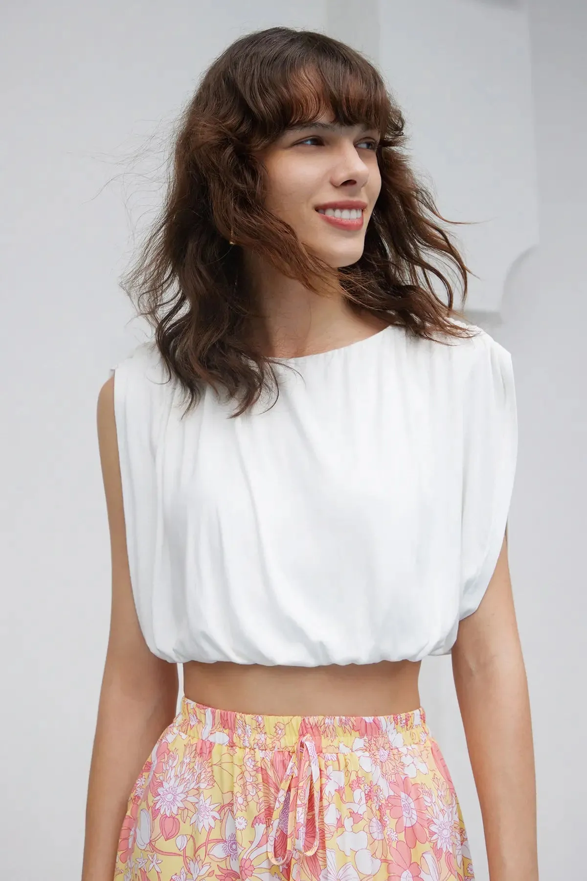 Ruched Asymmetrical Crop Top