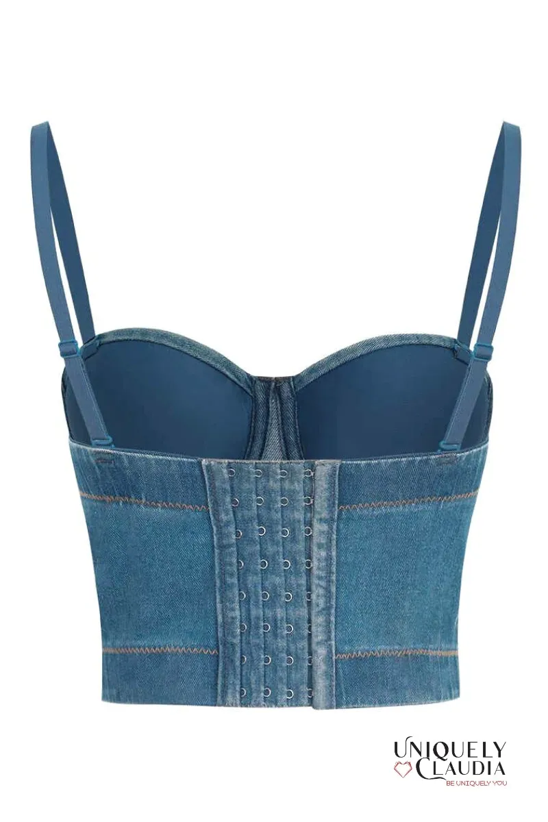 Sarah Medium Wash Denim Bustier