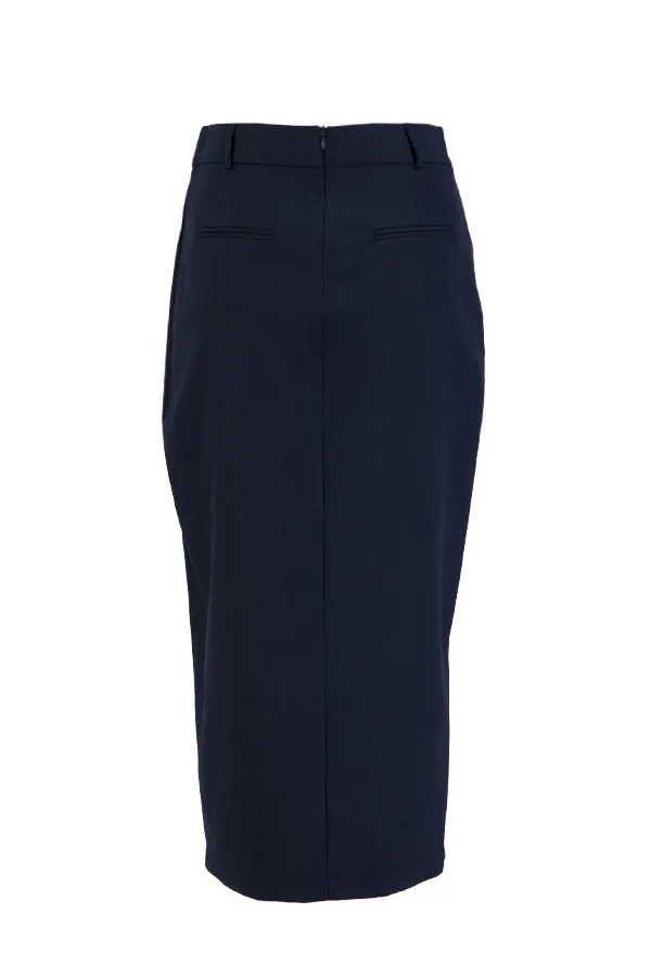 Setre Asymmetric Detail Midi Skirt Navy