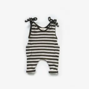 Shoulder Tie Overall - Olive Stripe