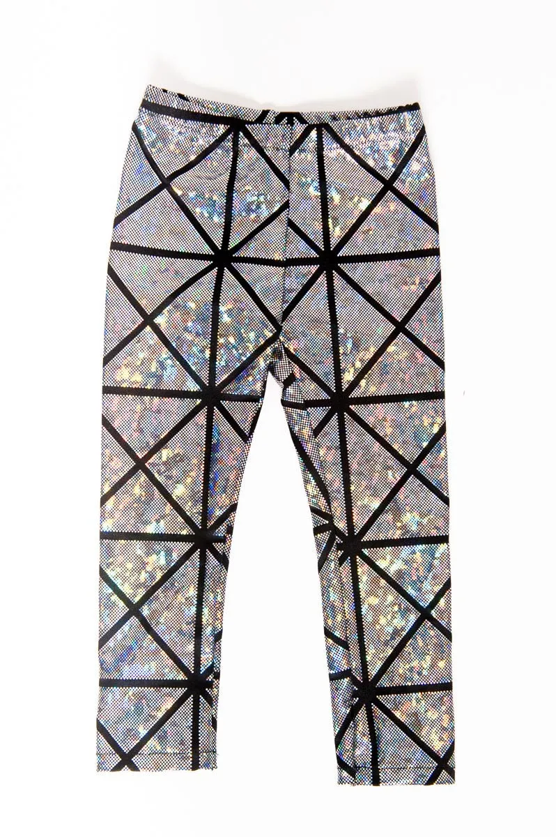 Silver & Black Disco Kids Leggings