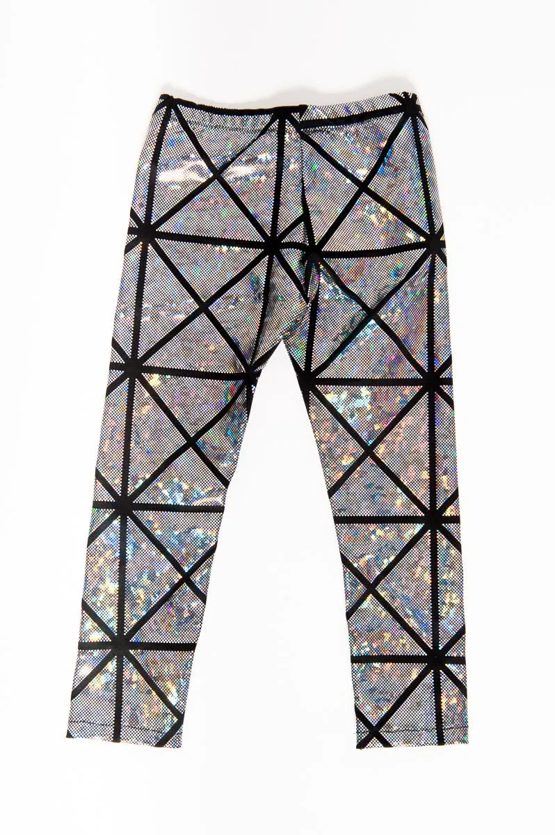 Silver & Black Disco Kids Leggings