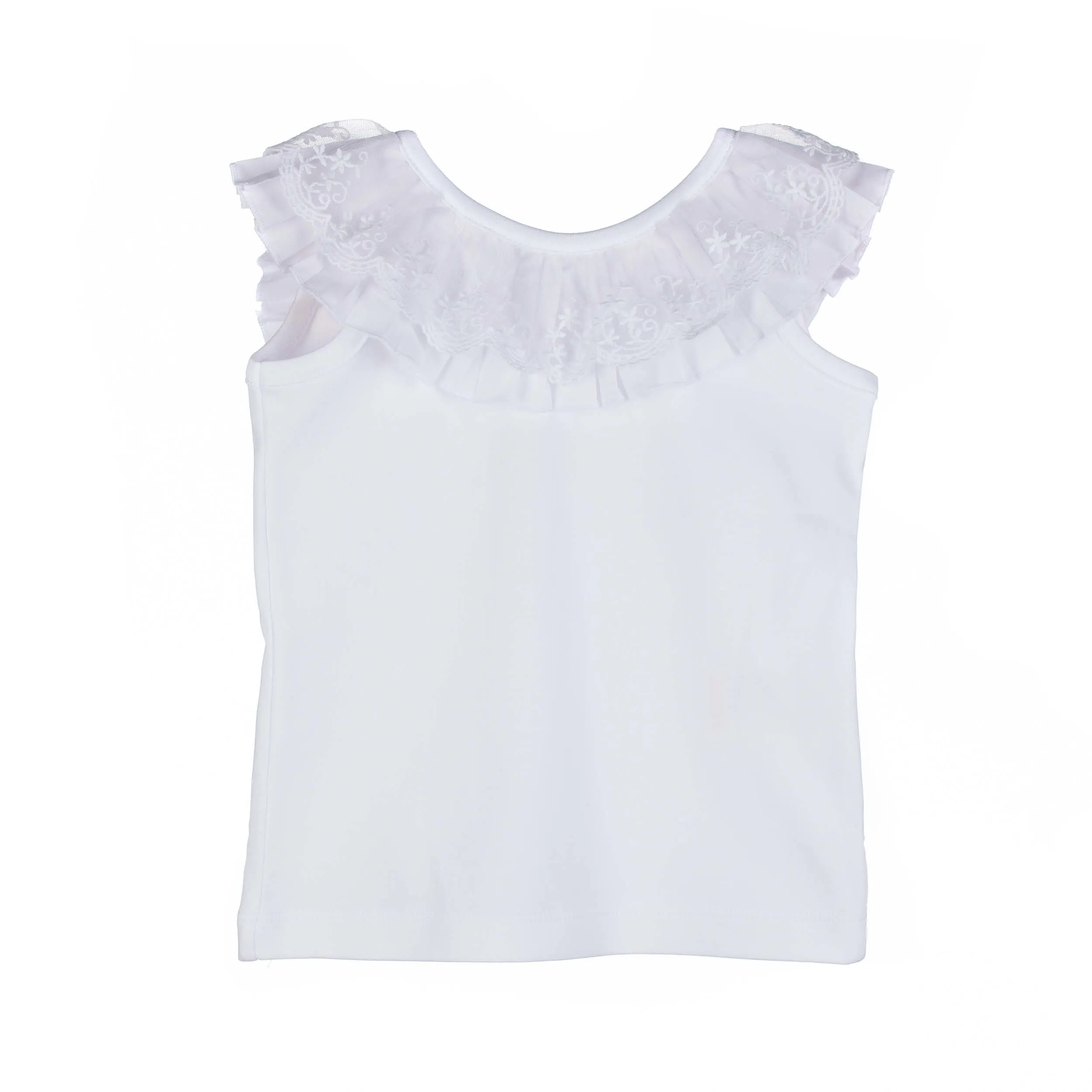 Sleeveless Lace Frill Top - White (6M)