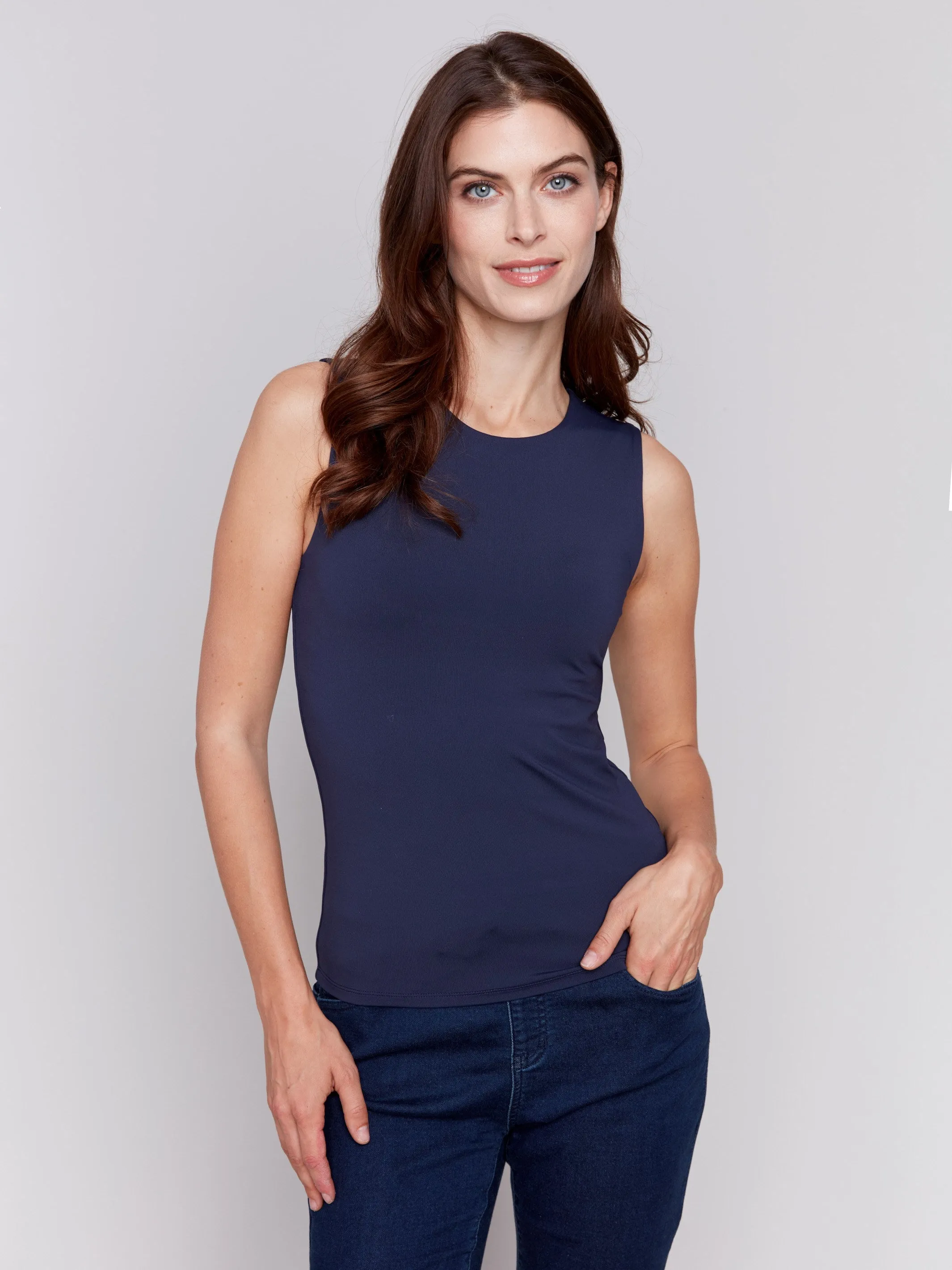 Sleeveless Super Stretch Top - Navy