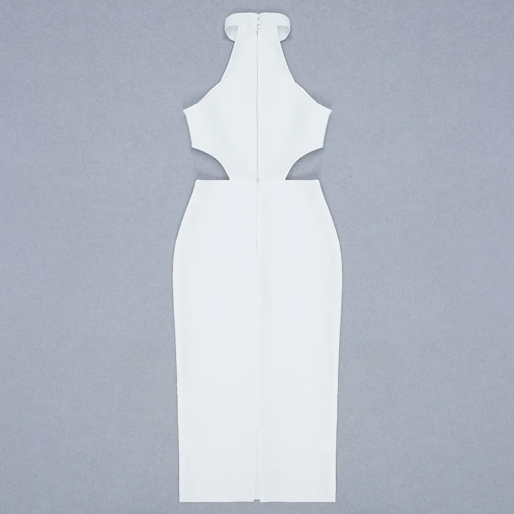 Smooth and White Bandage Midi Dress