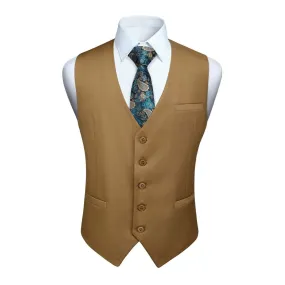 Solid 3pc Suit Vest Set - KHAKI