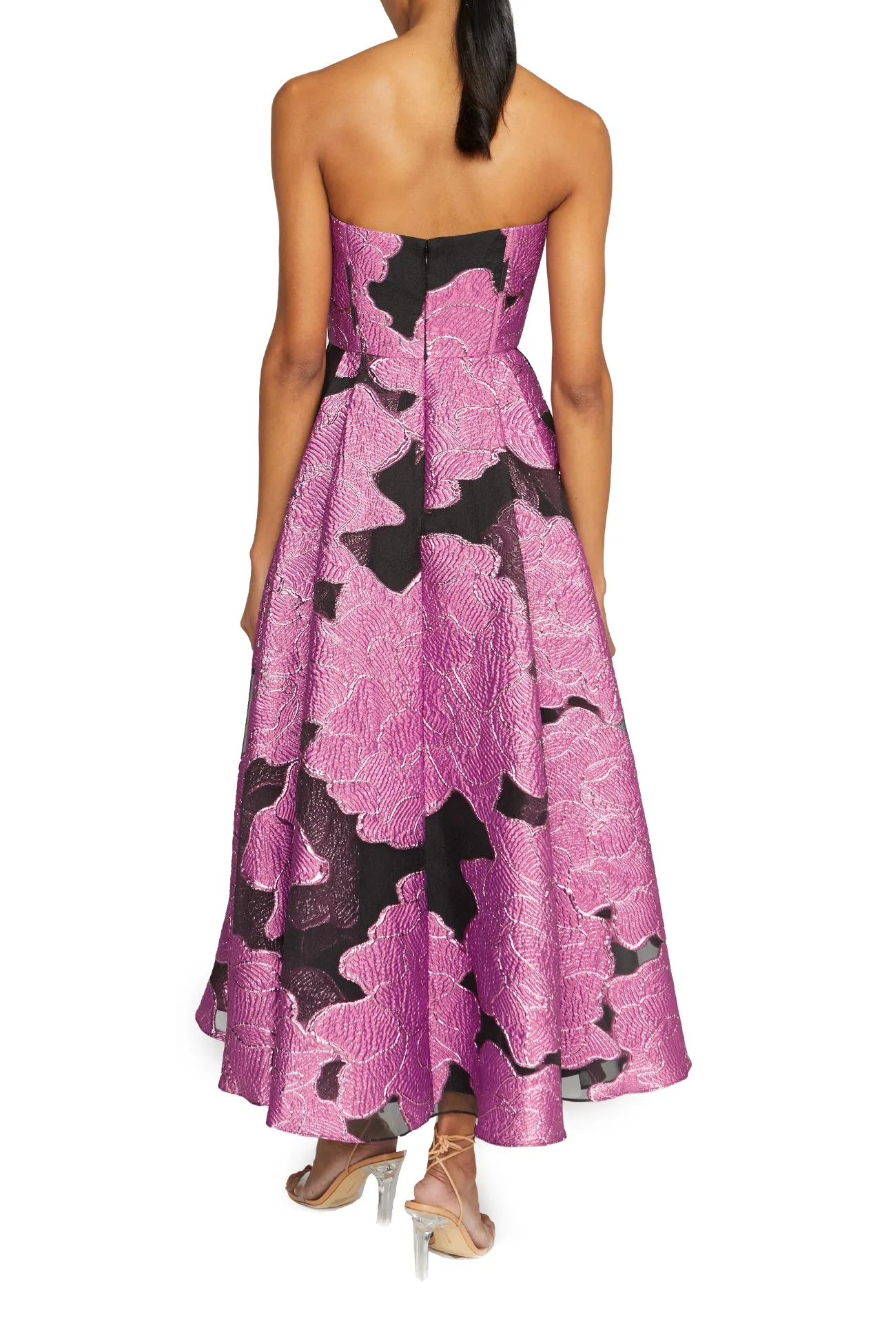 Strapless Jacquard Midi Dress