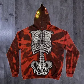 Street retro skull print tie-dye long-sleeved hoodie