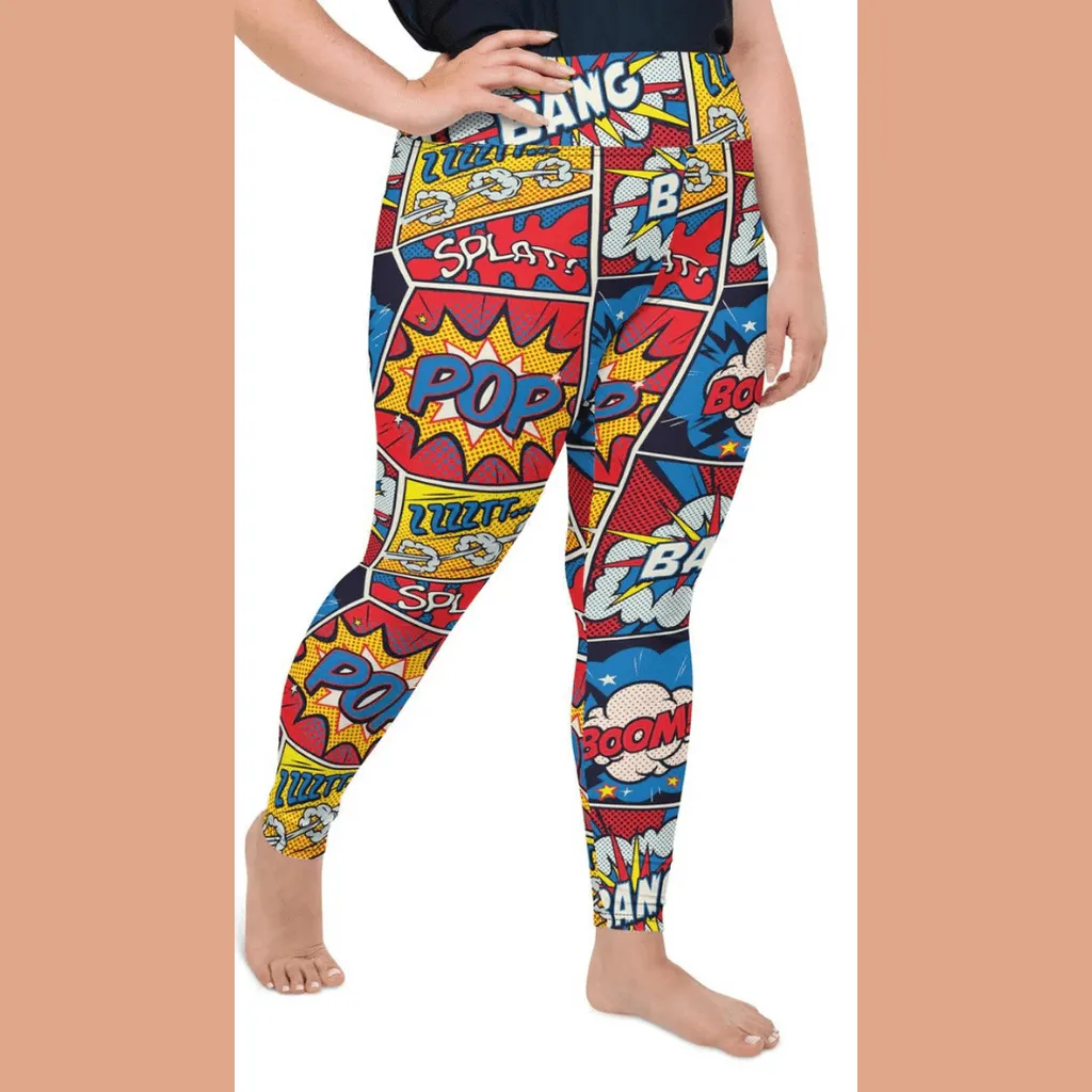 Superhero Comics Plus Size Leggings