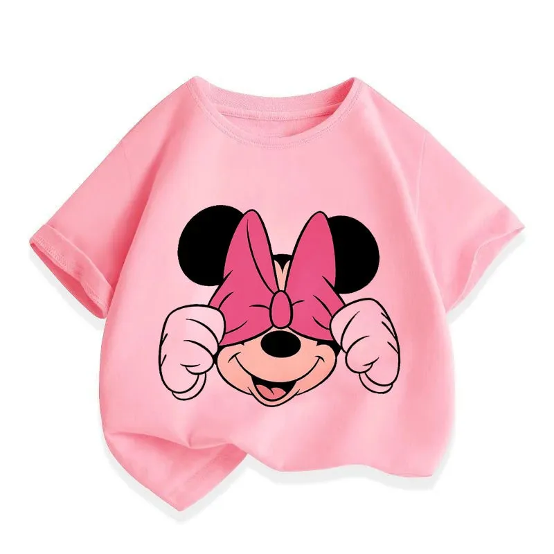 T Shirt Cartoon Disney Baby Kids Boys Girls Children Mickey Mouse Short Sleeve Summer Clothing Kawaii Minnie Print Tee Toddler