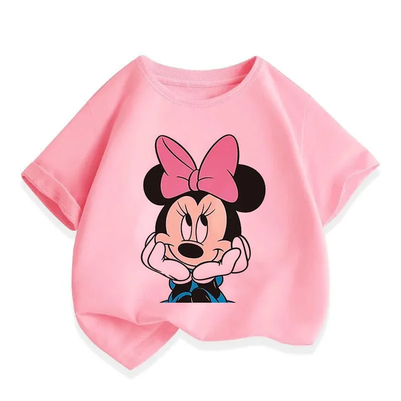 T Shirt Cartoon Disney Baby Kids Boys Girls Children Mickey Mouse Short Sleeve Summer Clothing Kawaii Minnie Print Tee Toddler