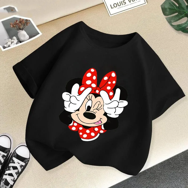 T Shirt Cartoon Disney Baby Kids Boys Girls Children Mickey Mouse Short Sleeve Summer Clothing Kawaii Minnie Print Tee Toddler