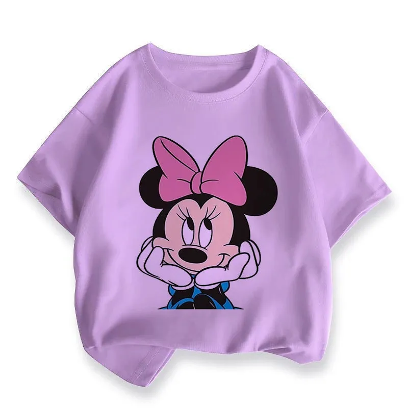 T Shirt Cartoon Disney Baby Kids Boys Girls Children Mickey Mouse Short Sleeve Summer Clothing Kawaii Minnie Print Tee Toddler