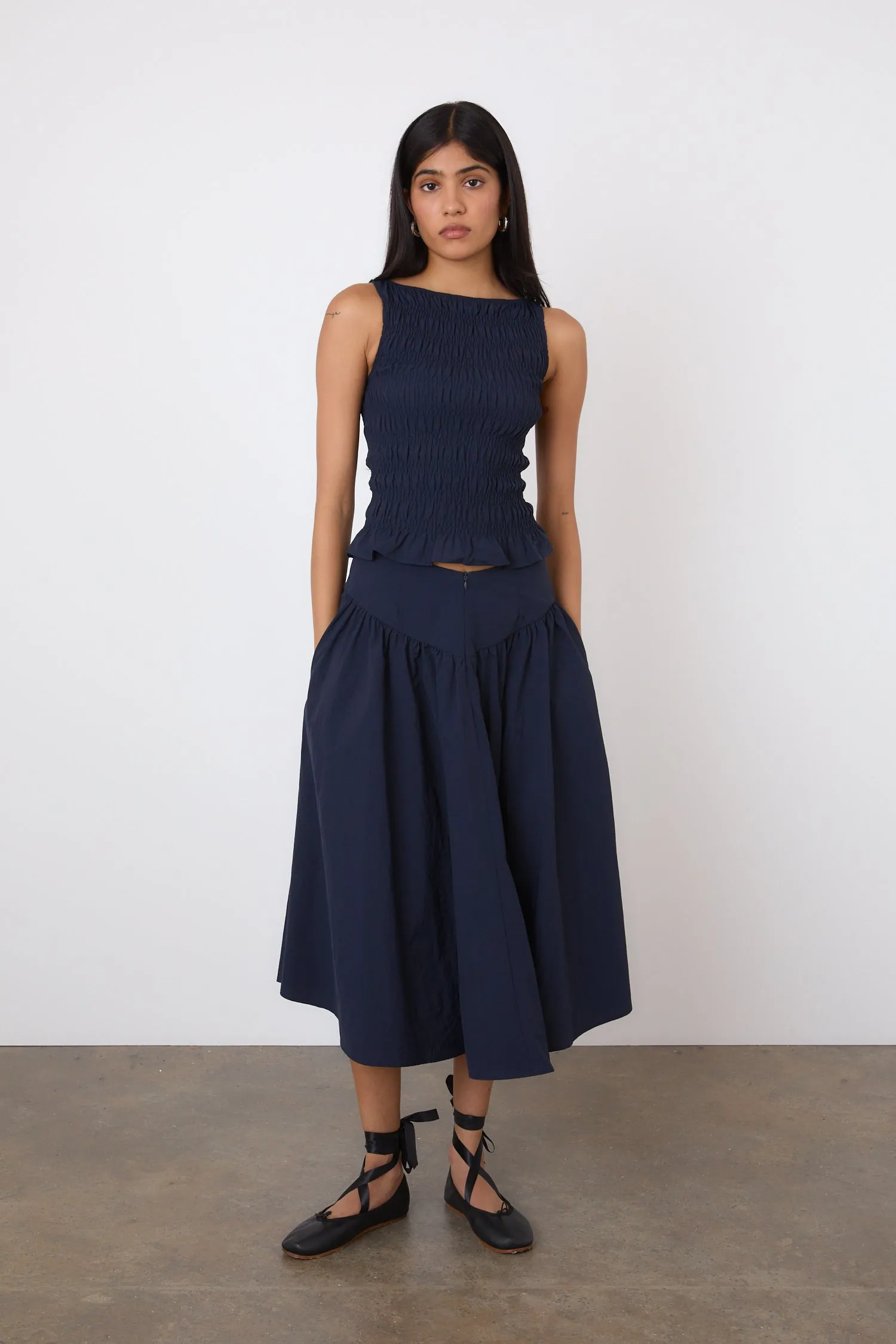 The Deba Midi Skirt, Midnight