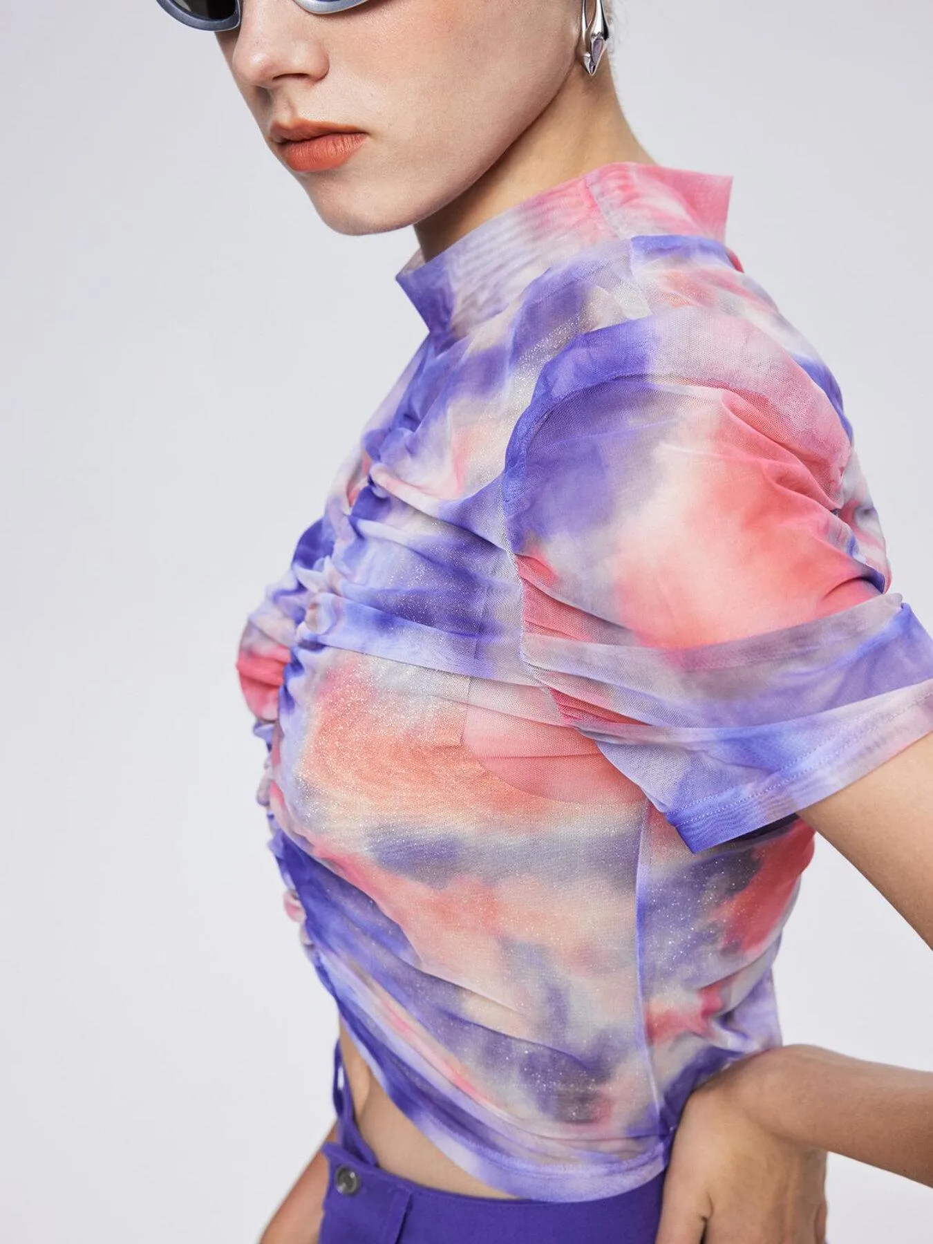 Tie Dye Ruched Crop Top