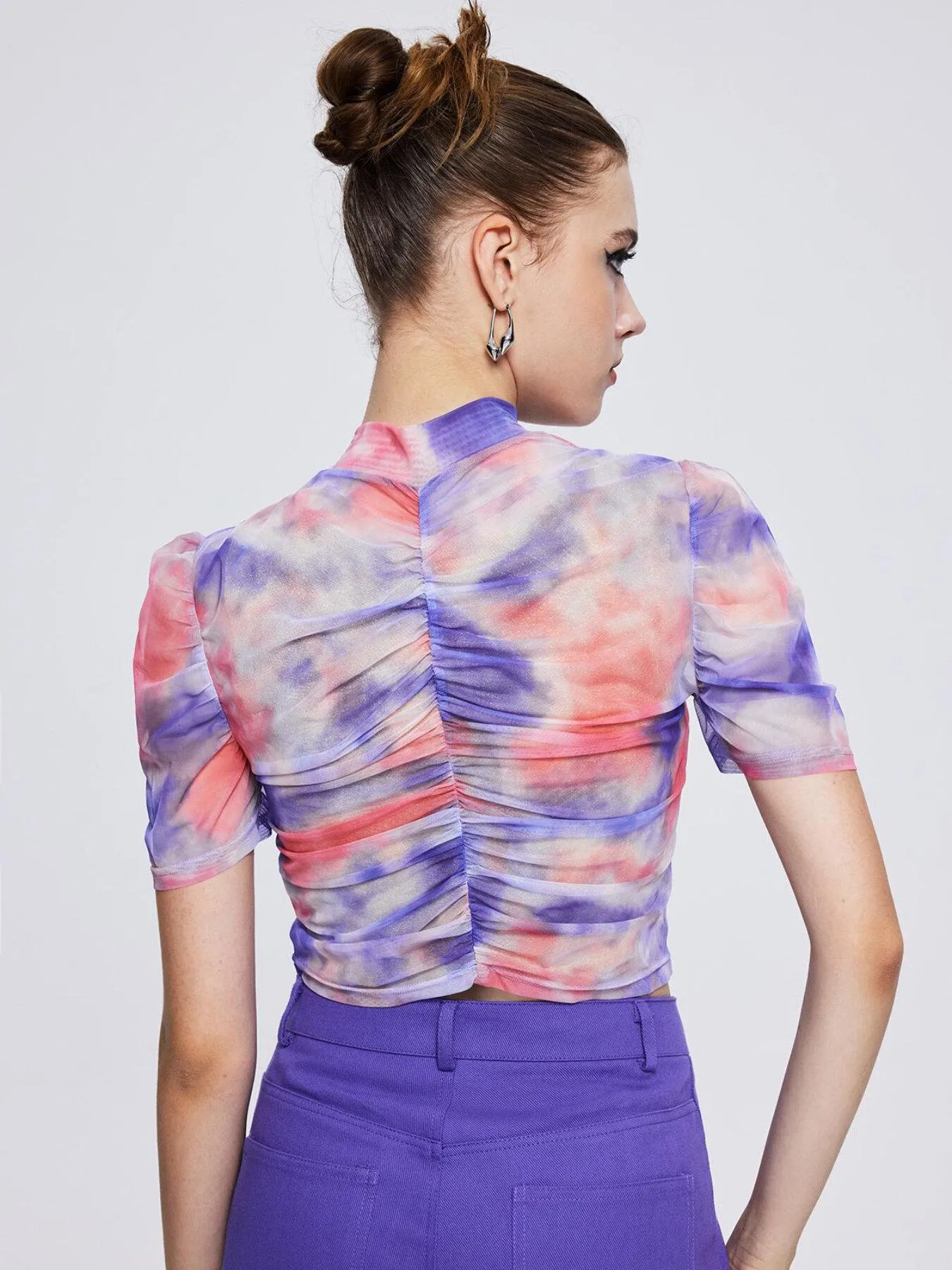 Tie Dye Ruched Crop Top