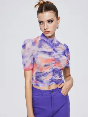 Tie Dye Ruched Crop Top