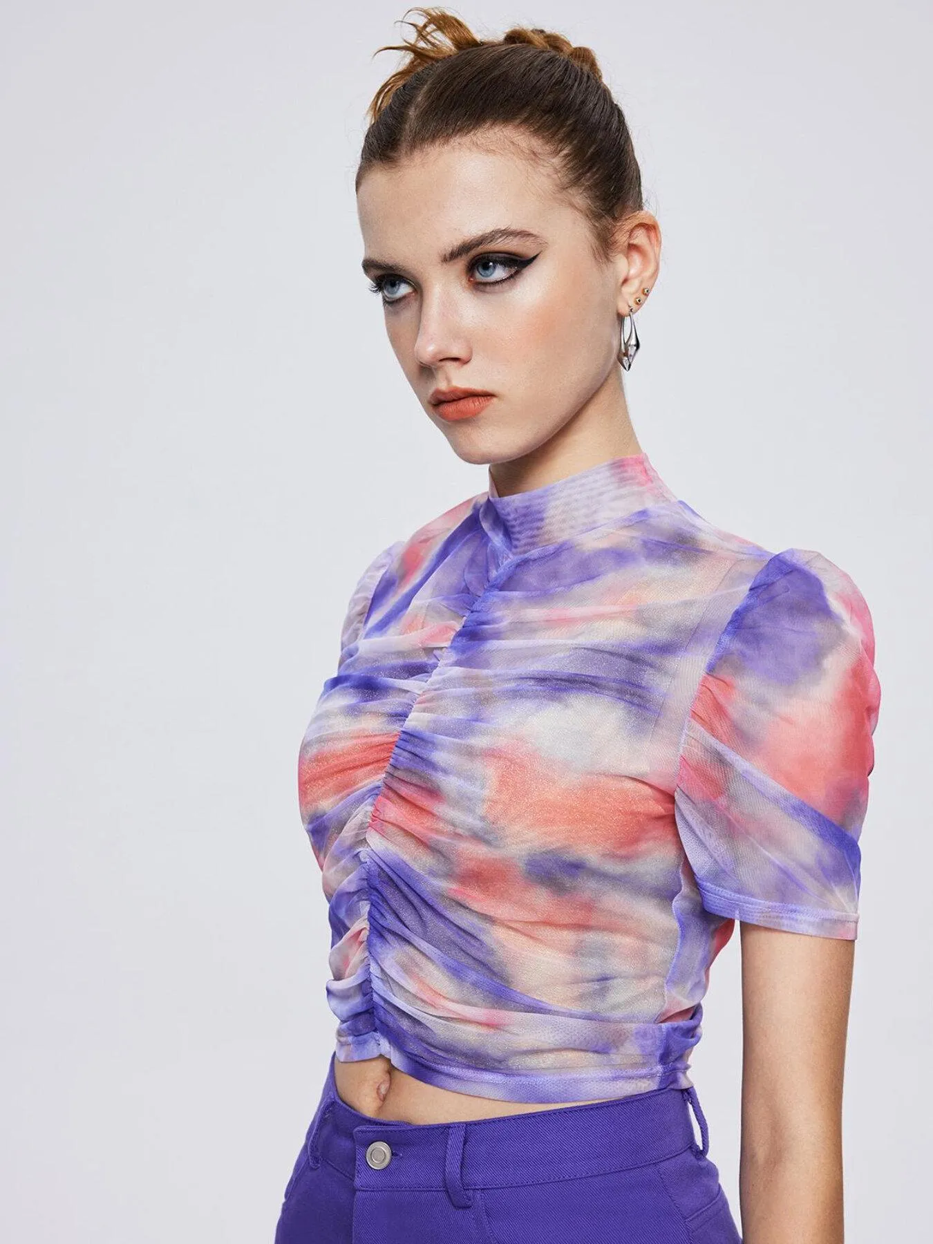 Tie Dye Ruched Crop Top