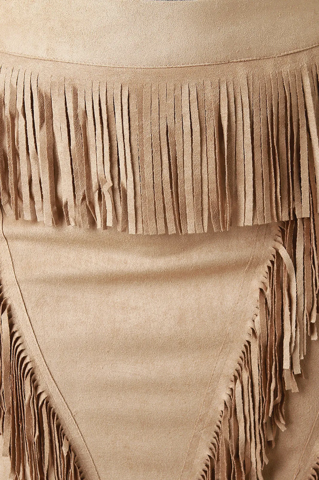 Triangle Fringe Vegan Suede Skirt