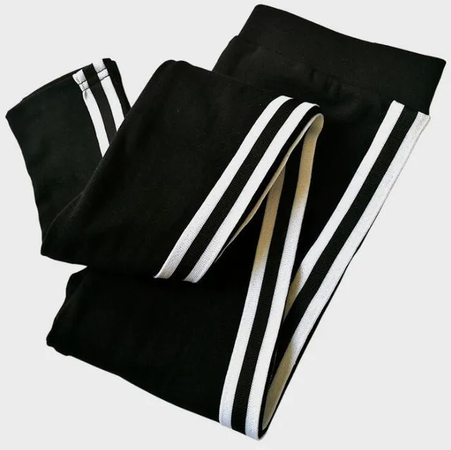 VenusFox Casual Striped Gothic Fitness Leggings