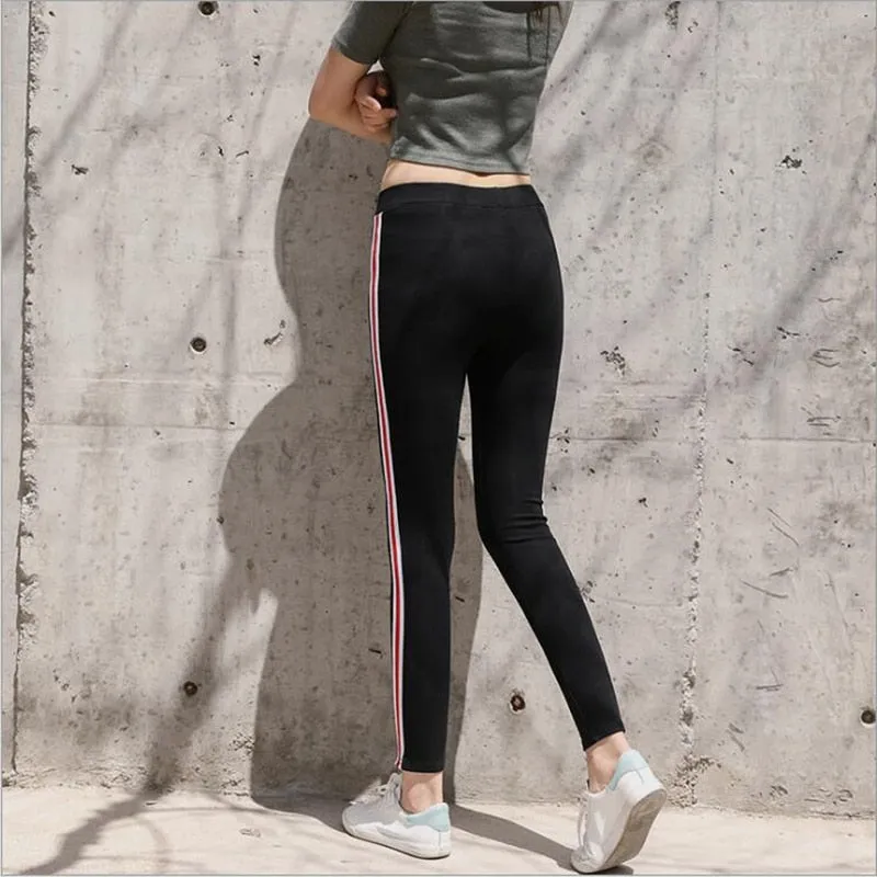 VenusFox Casual Striped Gothic Fitness Leggings